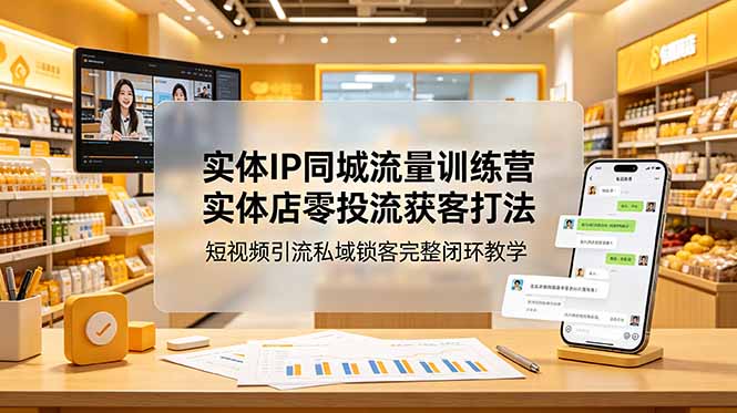 实体IP同城流量训练营：实体店零投流获客打法，短视频引流私域锁客完整闭环教学-爱搭资源网