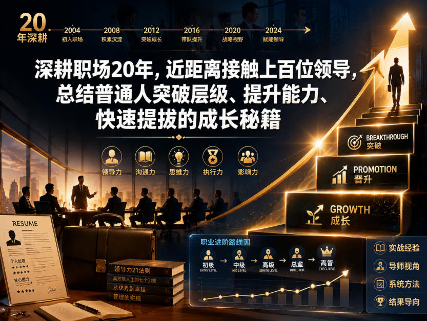 付费文章：深耕职场20年，近距离接触上百位领导，总结普通人突破层级、提升能力、快速提拔的成长秘籍(全网独家干货)-爱搭资源网