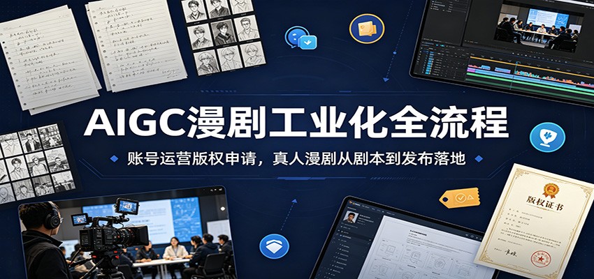 AIGC漫剧工业化全流程：账号运营版权申请，真人漫剧从剧本到发布落地-爱搭资源网