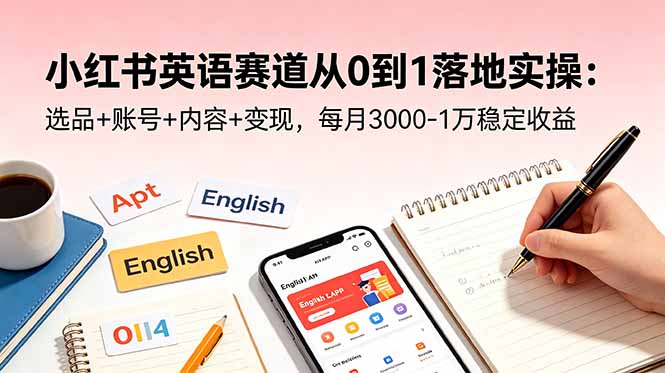 小红书英语赛道从0到1落地实操：选品+账号+内容+变现，每月3000-1万稳定收益-爱搭资源网