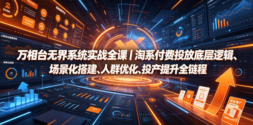 万相台无界系统实战全课｜淘系付费投放底层逻辑、场景化搭建、人群优化、投产提升全链路运营教程-爱搭资源网