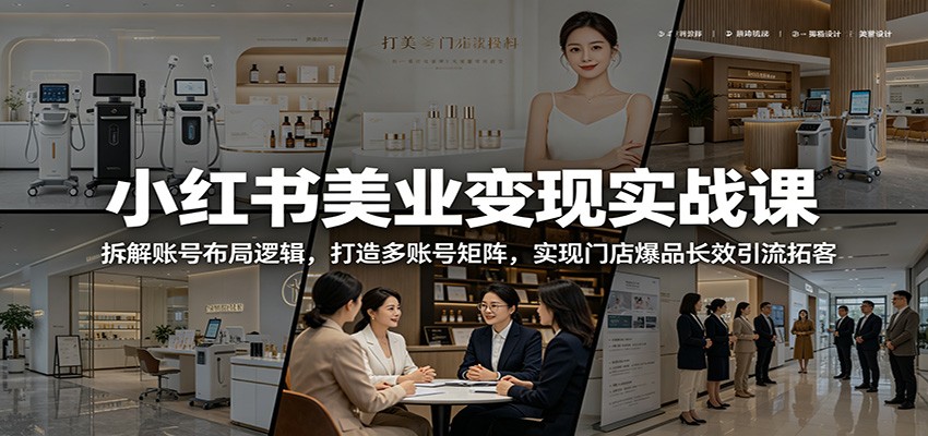 小红书美业变现实战课：拆解账号布局逻辑，打造多账号矩阵，实现门店爆品长效引流拓客-爱搭资源网