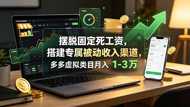 摆脱固定死工资，搭建专属被动收入渠道，多多虚拟类目月入 1-3 万-爱搭资源网