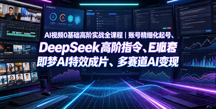 AI视频0基础高阶实战全课程｜账号精细化起号、DeepSeek高阶指令、即梦AI特效成片、多赛道AI短视频量产变现-爱搭资源网