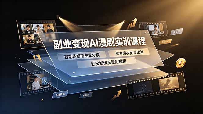 副业变现AI漫剧实训课程，智能体辅助生成分镜，参考素材批量出片，轻松制作流量短视频-爱搭资源网