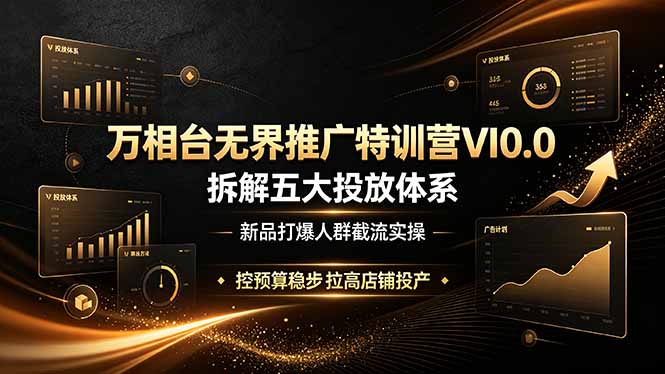 万相台无界推广特训营VI0.0，拆解五大投放体系，新品打爆人群截流实操，控预算稳步拉高店铺投产-爱搭资源网