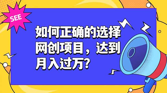 如何正确的选择网创项目，达到月入过万？，本课程教你正确选择项目。-爱搭资源网