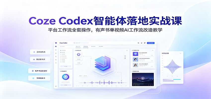 Coze Codex智能体落地实战课：平台工作流全套操作，有声书单视频AI工作流改造教学-爱搭资源网