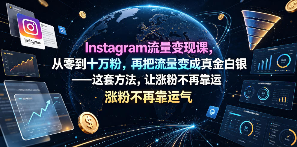 Instagram流量变现课，从零到十万粉，再把流量变成真金白银——这套方法，让涨粉不再靠运气【原创双语字幕】-爱搭资源网
