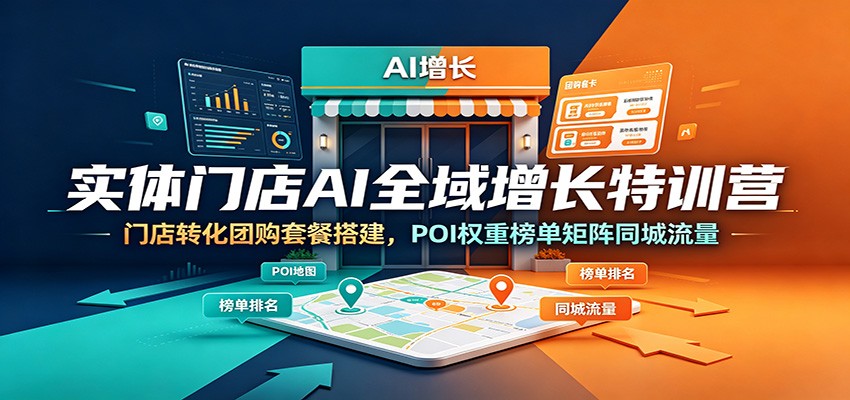 实体门店AI全域增长特训营：门店转化团购套餐搭建，POI权重榜单矩阵同城流量-爱搭资源网