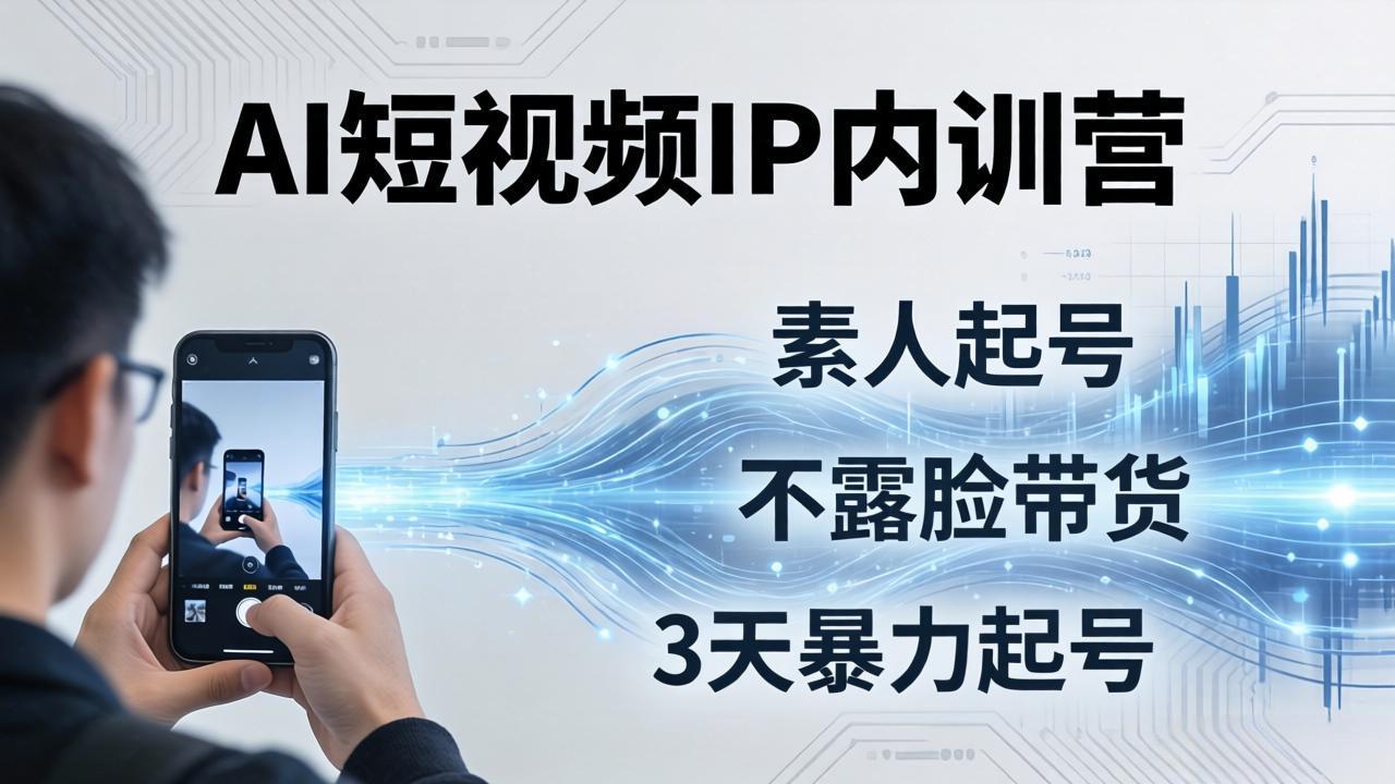 2026AI短视频IP内训营-更新：从素人起号到不露脸带货，3天暴力起号全流程拆解-爱搭资源网
