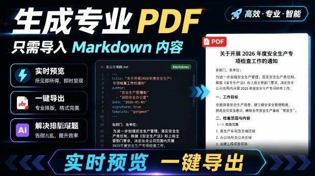 只需导入Markdown内容，实时预览一键导出专业PDF！轻松解决AI生成内容排版问题Presto-爱搭资源网