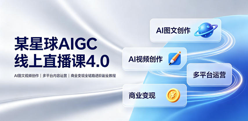 某星球AIGC线上直播课4.0｜AI图文视频创作、多平台内容运营、商业变现全链路进阶副业教程-爱搭资源网