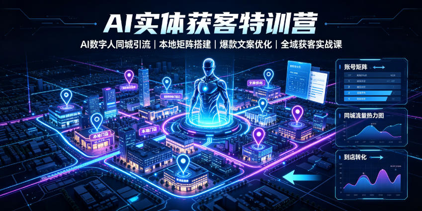 AI实体获客特训营｜AI数字人同城引流、本地矩阵搭建、爆款文案优化全域获客实战课-爱搭资源网