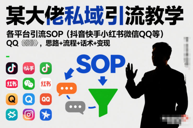 某大佬私域引流教学，各平台引流SOP(抖音快手小红书微信QQ等)，思路+流程+话术+变现(更新0708)-爱搭资源网