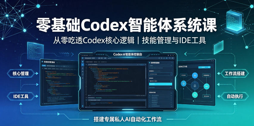 零基础Codex智能体系统课｜从零吃透Codex核心逻辑、技能管理与IDE工具，搭建专属私人AI自动化工作流-爱搭资源网