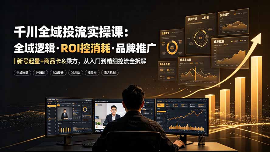 千川全域投流实操课:全域逻辑·ROI控消耗·品牌推广|新号起量+商品卡&乘方,从入门到精细控流全拆解-爱搭资源网
