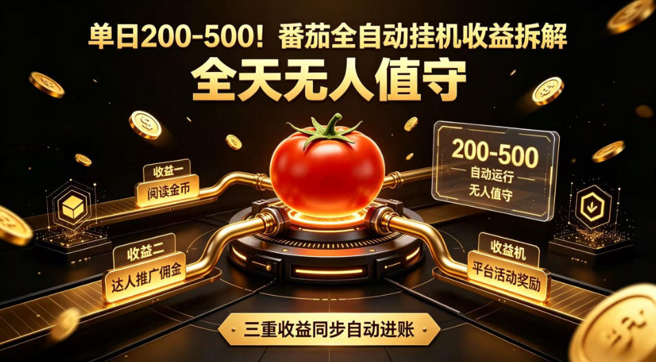 单日200-500！番茄全自动挂G收益拆解，全天无人值守，矩阵操作收益翻倍【揭秘】-爱搭资源网
