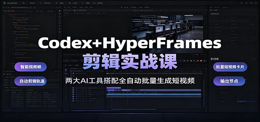 Codex+HyperFrames剪辑实战课：两大AI工具搭配全自动批量生成短视频-爱搭资源网