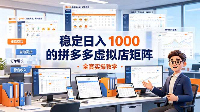 稳定日入 1000 的拼多多虚拟店矩阵，全套实操教学-爱搭资源网