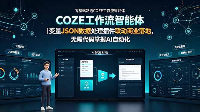 零基础吃透COZE工作流智能体｜变量JSON数据处理插件联动商业落地，无需代码掌握AI自动化-爱搭资源网