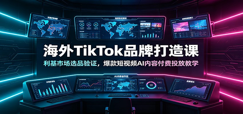 海外TikTok品牌打造课：利基市场选品验证，爆款短视频AI内容付费投放教学-爱搭资源网