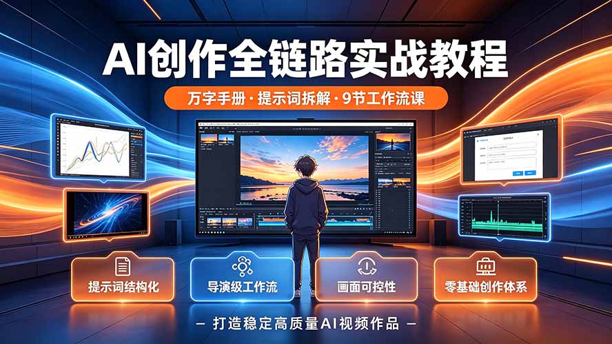 AI创作全链路实战教程｜万字手册·提示词拆解·9节工作流课，打造稳定高质量AI视频作品-爱搭资源网