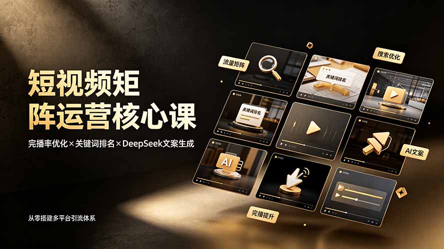 短视频矩阵运营核心课：完播率优化×关键词排名×DeepSeek文案生成，从零搭建多平台引流体系-爱搭资源网