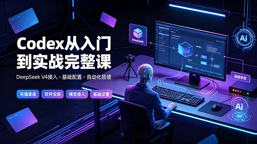 Codex从入门到实战完整课｜充值·安装·接入DeepSeek，记忆·插件·Skill·CLI·MCP全拆解-爱搭资源网