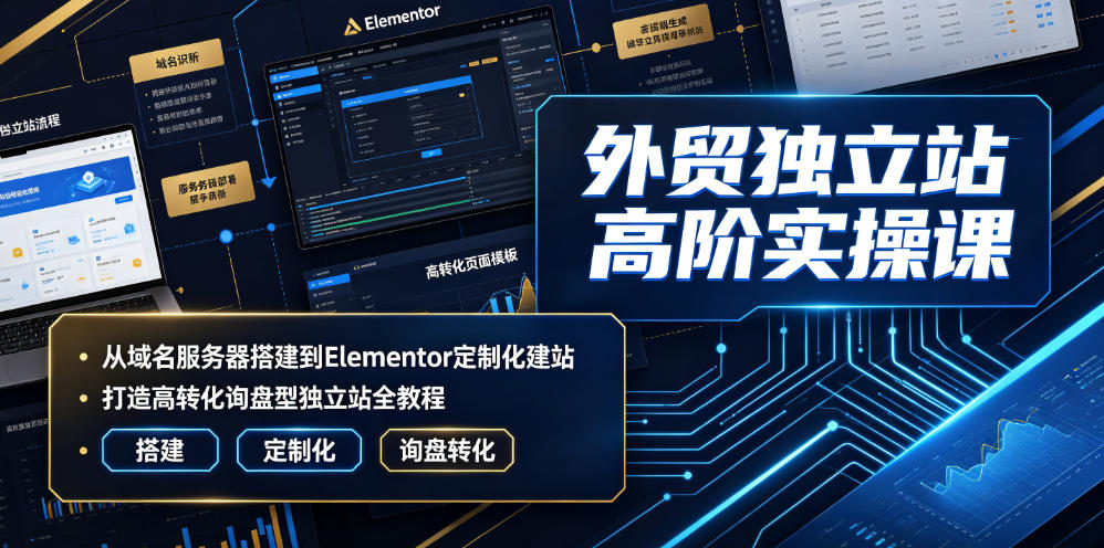 外贸独立站高阶实操课｜从域名服务器搭建到Elementor定制化建站，打造高转化询盘型独立站全教程-爱搭资源网