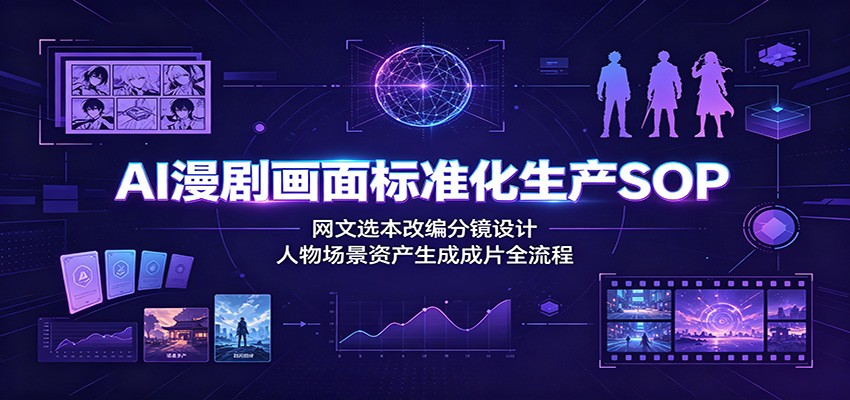 AI漫剧画面标准化生产SOP：网文选本改编分镜设计，人物场景资产生成成片全流程-爱搭资源网