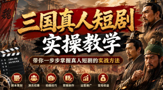 三国真人短剧实操教学，带你一步步掌握真人短剧的实战方法-爱搭资源网