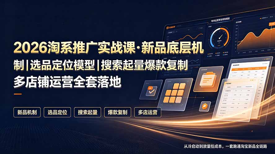 2026淘系推广实战课·新品底层机制｜选品定位模型｜搜索起量爆款复制多店铺运营全套落地教程-爱搭资源网