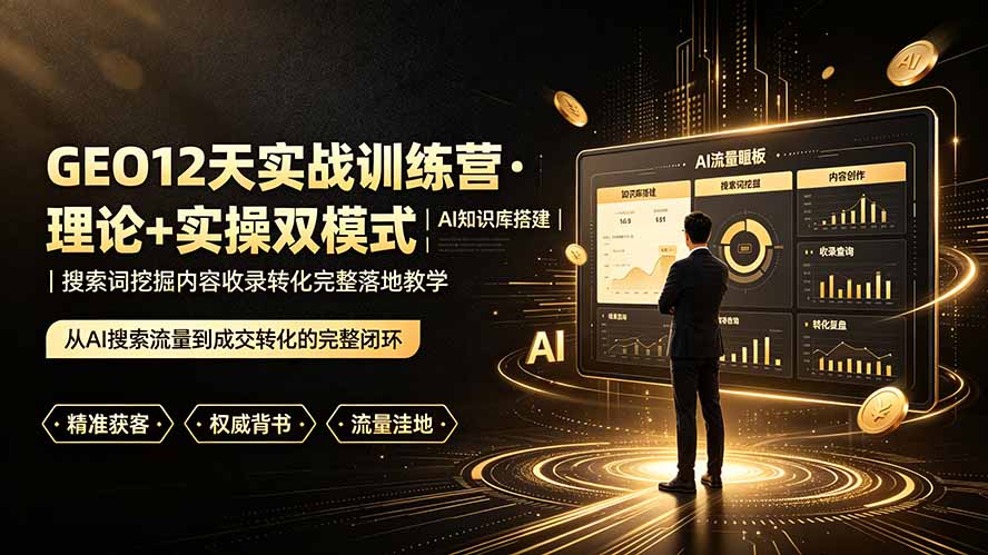 GEO12天实战训练营·理论+实操双模式｜AI知识库搭建｜搜索词挖掘内容收录转化完整落地教学-爱搭资源网