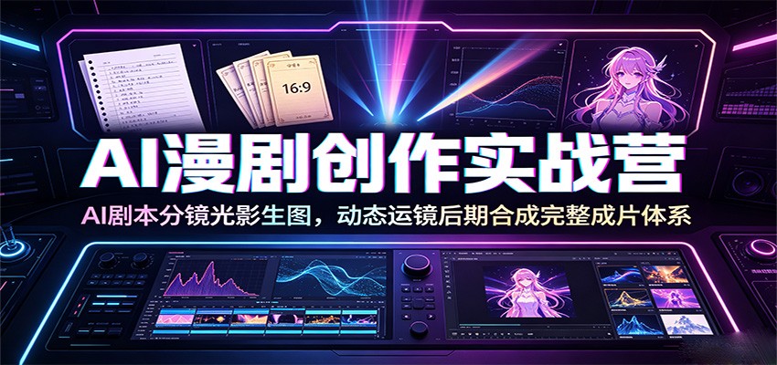 AI漫剧创作实战营：AI剧本分镜光影生图，动态运镜后期合成完整成片体系-爱搭资源网