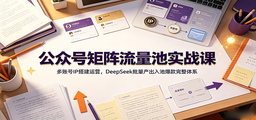公众号矩阵流量池实战课：多账号IP搭建运营，DeepSeek批量产出入池爆款完整体系-爱搭资源网