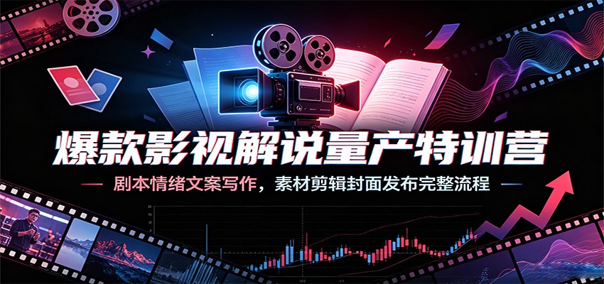 爆款影视解说量产特训营:剧本情绪文案写作,素材剪辑封面发布完整流程-爱搭资源网