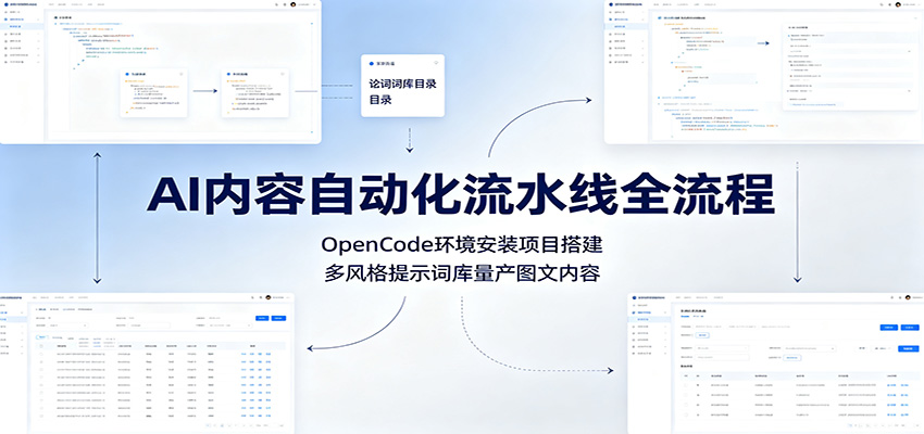 AI内容自动化流水线全流程：OpenCode环境安装项目搭建，多风格提示词库量产图文内容-爱搭资源网