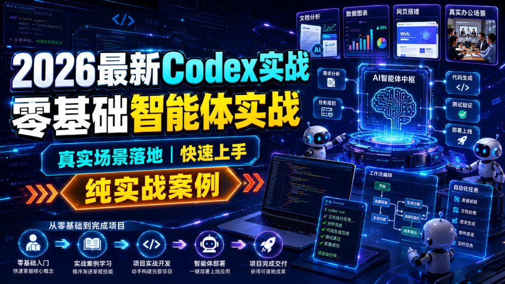 2026最新Codex实战零基础智能体实战,真实场景落地,快速上手,纯实战案例-爱搭资源网