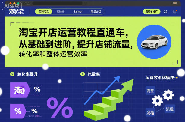 淘宝开店运营教程直通车，从基础到进阶，提升店铺流量，转化率和整体运营效率(更新26年07月11日)-爱搭资源网