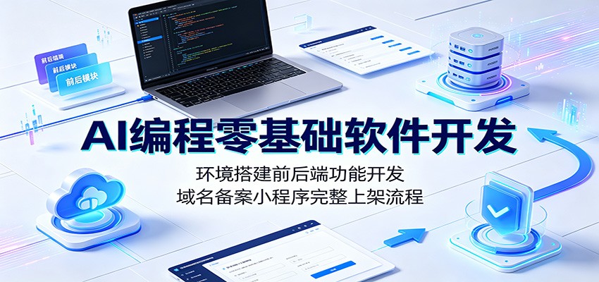 AI编程零基础软件开发：环境搭建前后端功能开发，域名备案小程序完整上架流程-爱搭资源网