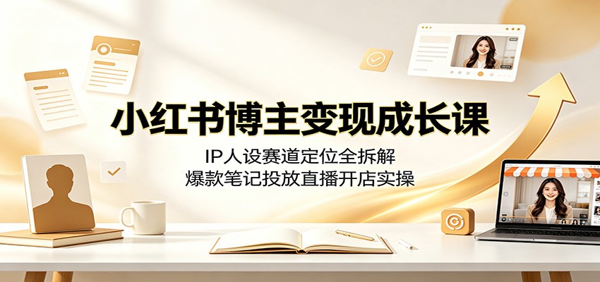 小红书博主变现成长课:IP人设赛道定位全拆解,爆款笔记投放直播开店实操-爱搭资源网