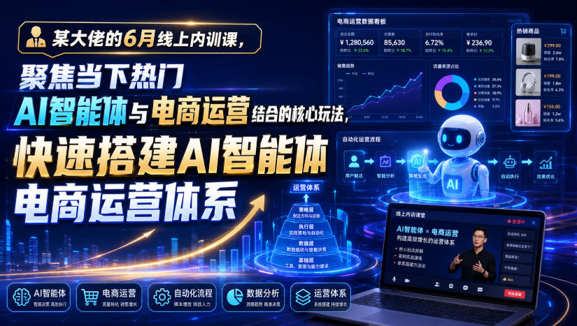 某大佬的6月线上内训课，聚焦当下热门AI智能体与电商运营结合的核心玩法，快速搭建AI智能体电商运营体系-爱搭资源网