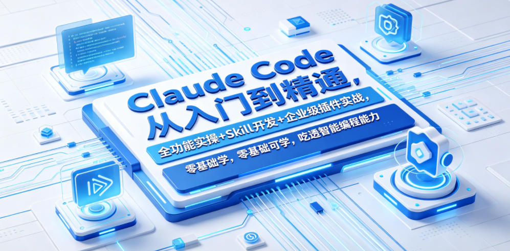 Claude Code从入门到精通，全功能实操+Skill开发+企业级插件实战，零基础可学，吃透智能编程全能力(更新0712)-爱搭资源网