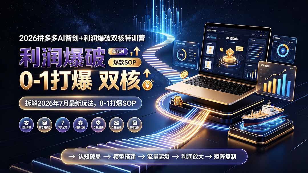 2026拼多多AI智创+利润爆破双核特训营-拆解2026年7月最新玩法，0-1打爆SOP-爱搭资源网