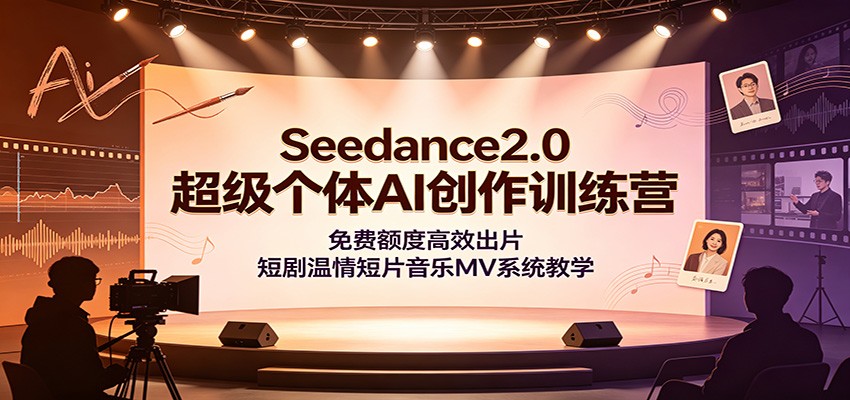 Seedance2.0超级个体AI创作训练营：免费额度高效出片，短剧温情短片音乐MV系统教学-爱搭资源网