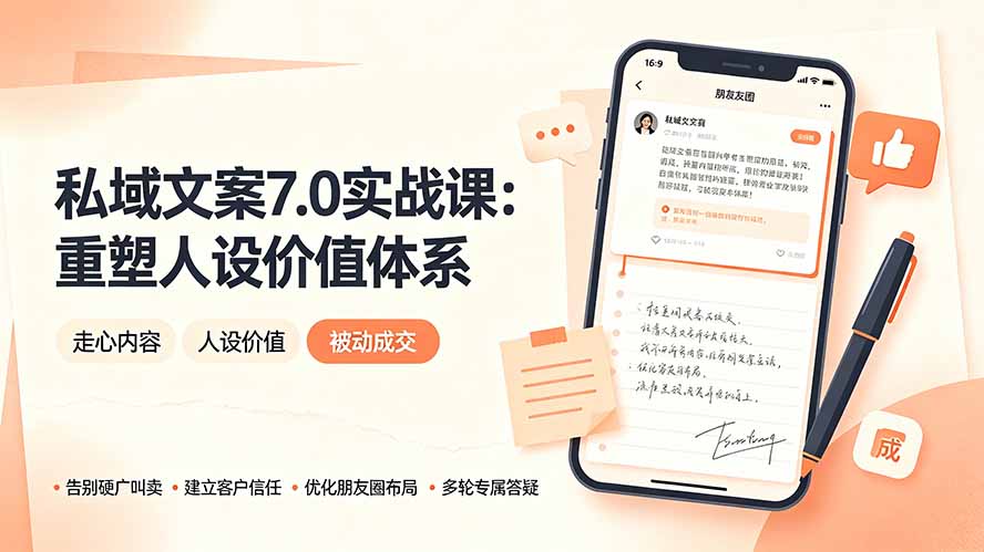 私域文案实战课7.0：重塑人设价值体系｜-告别硬广推销×走心内容×自我价值塑造，实现被动成交-爱搭资源网