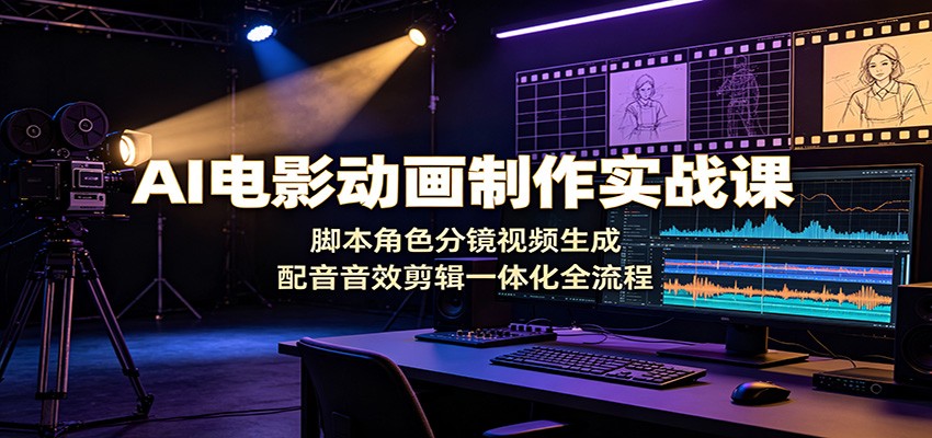 AI电影动画制作实战课：脚本角色分镜视频生成，配音音效剪辑一体化全流程-爱搭资源网
