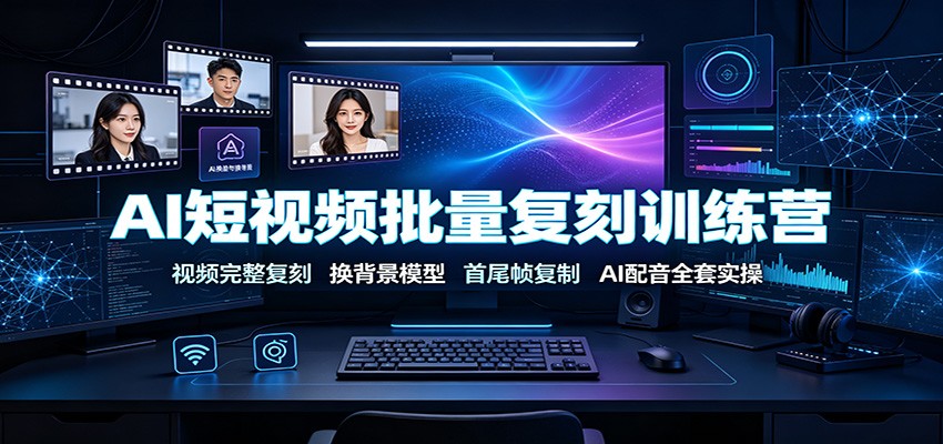 AI短视频批量复刻训练营：视频完整复刻，换背景模型、首尾帧复制、AI配音全套实操-爱搭资源网