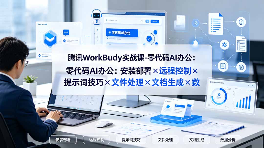 腾讯WorkBuddy实战课-零代码AI办公：安装部署×远程控制×提示词技巧×文件处理×文档生成×数据分析-爱搭资源网